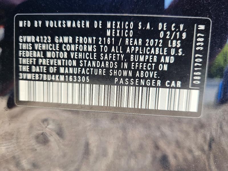 Продаж на аукціоні авто 2019 Volkswagen Jetta, vin: 3VWEB7BU4KM163305, номер лоту: 69369436