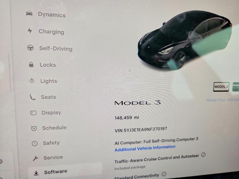 68281116 :رقم المزاد ، 5YJ3E1EA9NF370197 vin ، 2022 Tesla Model 3 مزاد بيع
