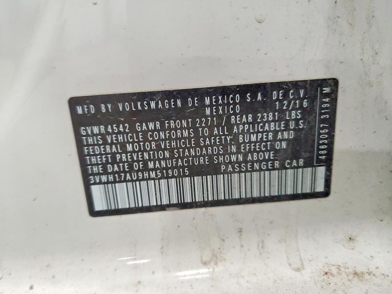 67413316 :رقم المزاد ، 3VWH17AU9HM519015 vin ، 2017 Volkswagen Golf Alltrack مزاد بيع