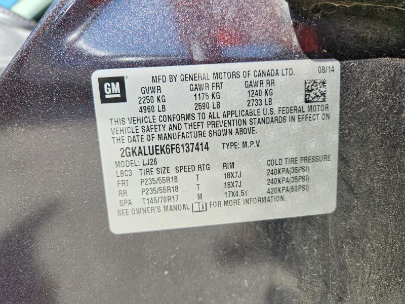 2015 Gmc Terrain მანქანა იყიდება აუქციონზე, vin: 2GKALUEK6F6137414, აუქციონის ნომერი: 69224416