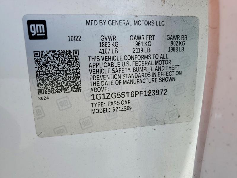 2023 Chevrolet Malibu მანქანა იყიდება აუქციონზე, vin: 1G1ZG5ST6PF123972, აუქციონის ნომერი: 67209966