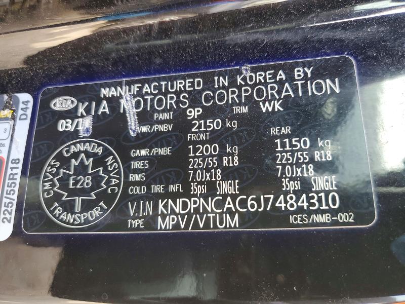 Aukcja sprzedaży 2018 Kia Sportage, vin: KNDPNCAC6J7484310, numer aukcji: 70272036