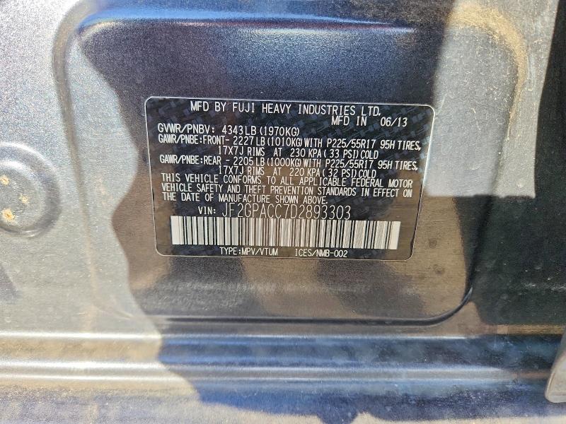 2013 Subaru Xv Crosstrek მანქანა იყიდება აუქციონზე, vin: JF2GPACC7D2893303, აუქციონის ნომერი: 69948736