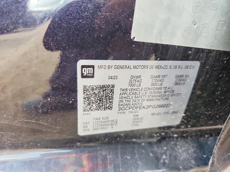 Aukcja sprzedaży 2023 Chevrolet Silverado, vin: 3GCPDFEK2PG266027, numer aukcji: 67976256