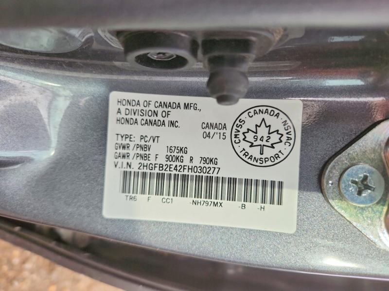 Продаж на аукціоні авто 2015 Honda Civic, vin: 2HGFB2E42FH030277, номер лоту: 68841316