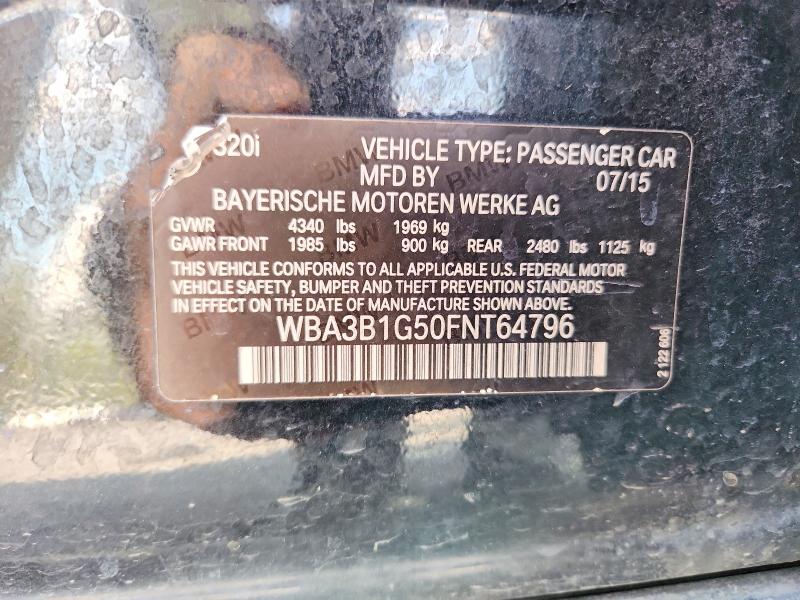 Продажа на аукционе авто 2015 Bmw 320, vin: WBA3B1G50FNT64796, номер лота: 67647476