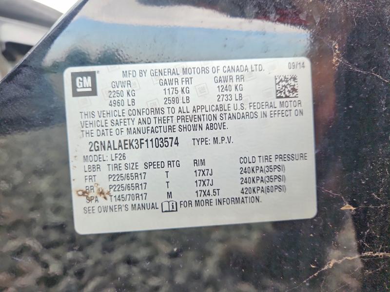 Продажа на аукционе авто 2015 Chevrolet Equinox, vin: 2GNALAEK3F1103574, номер лота: 69168016