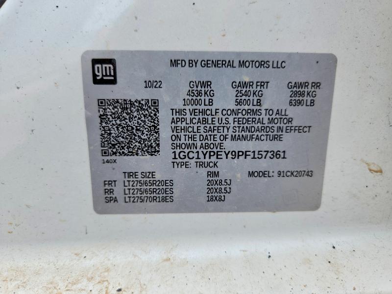 Aukcja sprzedaży 2023 Chevrolet Silverado, vin: 1GC1YPEY9PF157361, numer aukcji: 69947906