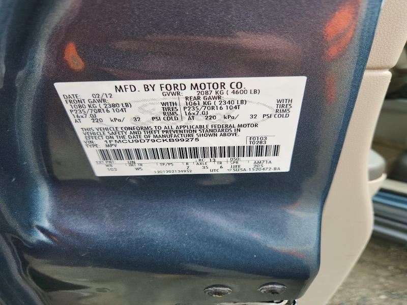 70435416 :رقم المزاد ، 1FMCU9D79CKB99275 vin ، 2012 Ford Escape مزاد بيع