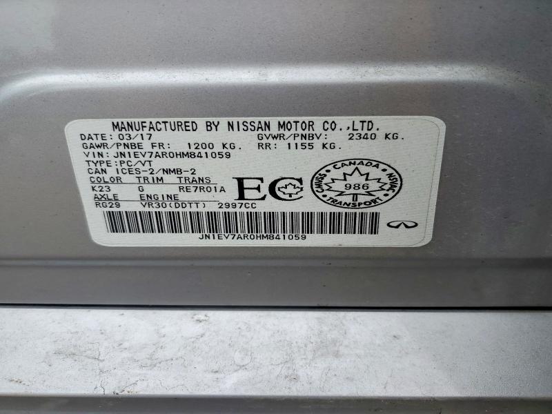 2017 Infiniti Q50 მანქანა იყიდება აუქციონზე, vin: JN1EV7AR0HM841059, აუქციონის ნომერი: 67067696