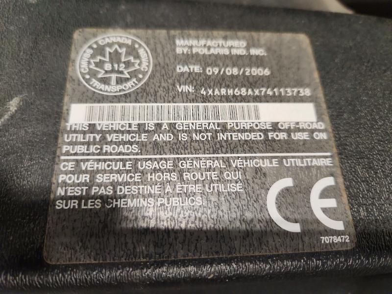 Продаж на аукціоні авто 2007 Polaris Ranger, vin: 4XARH68AX74113738        , номер лоту: 69029096
