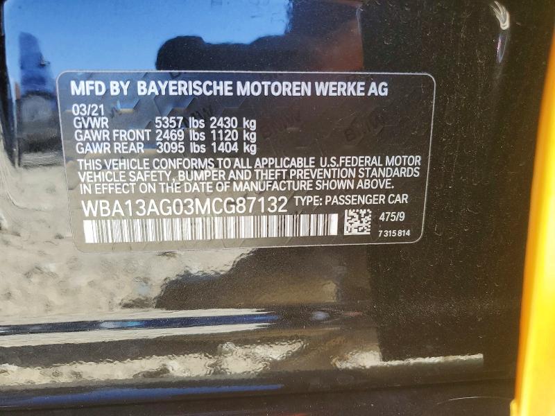 Aukcja sprzedaży 2021 Bmw 530e, vin: WBA13AG03MCG87132, numer aukcji: 67345126