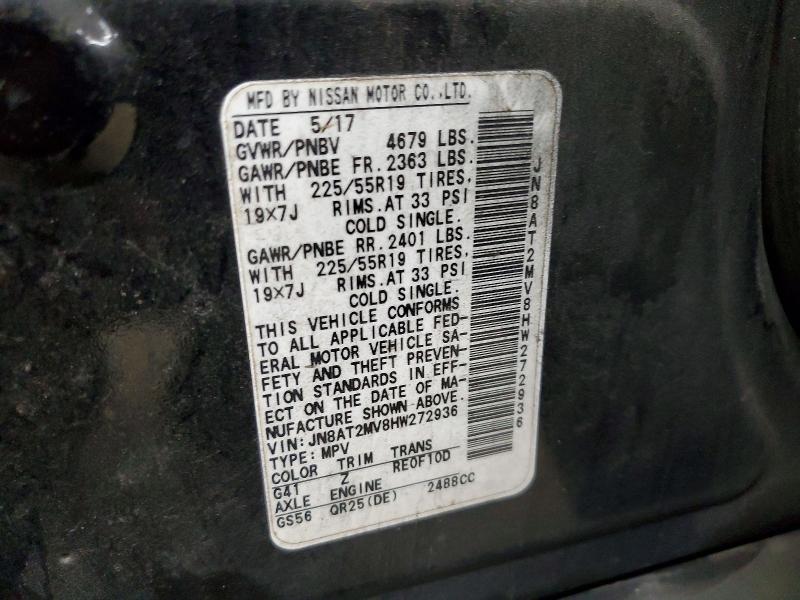 69405286 :رقم المزاد ، JN8AT2MV8HW272936 vin ، 2017 Nissan Rogue مزاد بيع