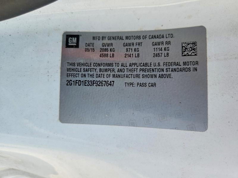Продажа на аукционе авто 2015 Chevrolet Camaro, vin: 2G1FD1E33F9267647, номер лота: 67472496