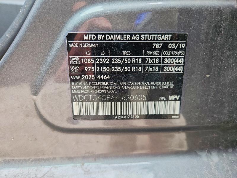 Aukcja sprzedaży 2019 Mercedes-benz Gla, vin: WDCTG4GB6KJ630605, numer aukcji: 70172176