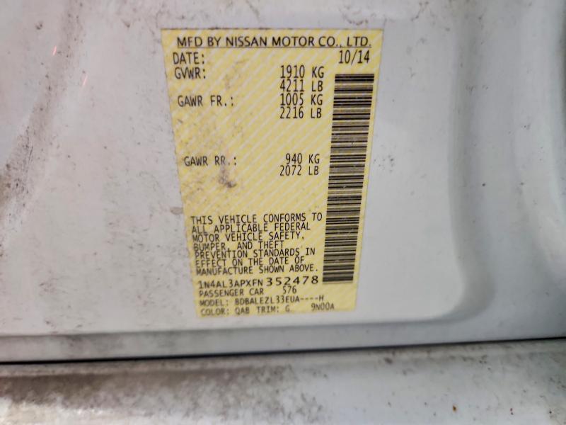 Продаж на аукціоні авто 2015 Nissan Altima, vin: 1N4AL3APXFN352478, номер лоту: 68332276