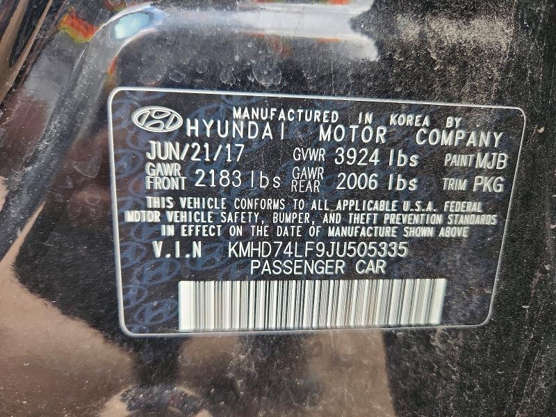 Aukcja sprzedaży 2018 Hyundai Elantra, vin: KMHD74LF9JU505335, numer aukcji: 69804766