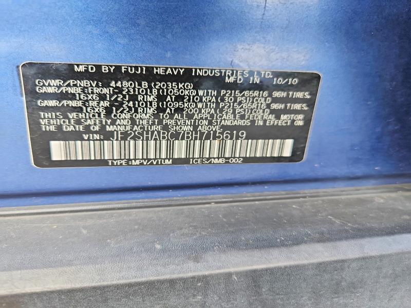 70628186 :رقم المزاد ، JF2SHABC7BH715619 vin ، 2011 Subaru Forester مزاد بيع