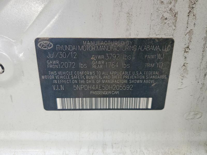 Продаж на аукціоні авто 2013 Hyundai Elantra, vin: 5NPDH4AE5DH205592, номер лоту: 70821286