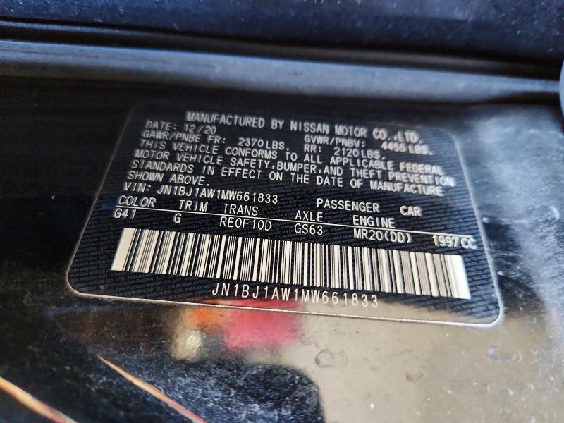 2021 Nissan Rogue Sport მანქანა იყიდება აუქციონზე, vin: JN1BJ1AW1MW661833, აუქციონის ნომერი: 69115646