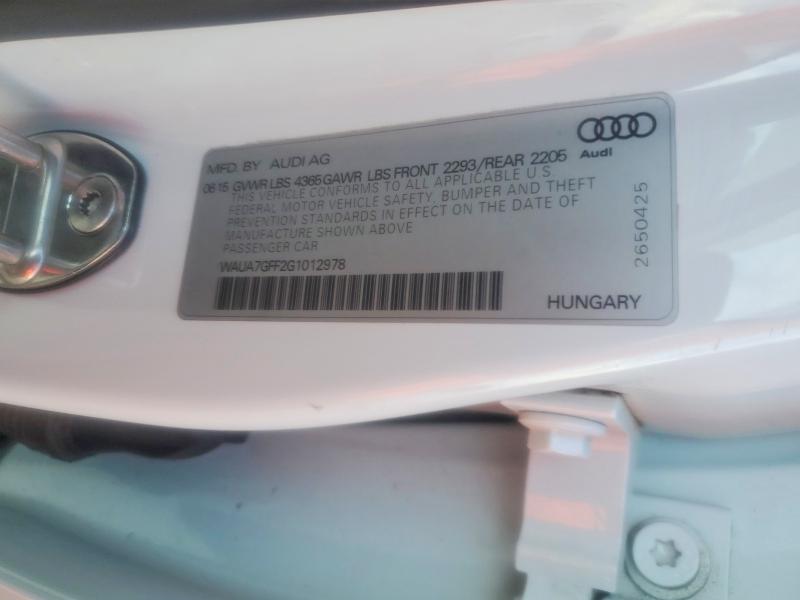 68857996 :رقم المزاد ، WAUA7GFF2G1012978 vin ، 2016 Audi A3 مزاد بيع