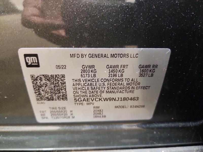 Aukcja sprzedaży 2022 Buick Enclave, vin: 5GAEVCKW9NJ180463, numer aukcji: 67216716