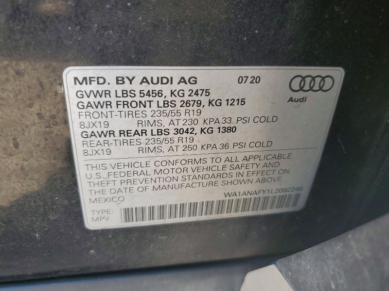 Продажа на аукционе авто 2020 Audi Q5, vin: WA1ANAFY1L2092246, номер лота: 67246236