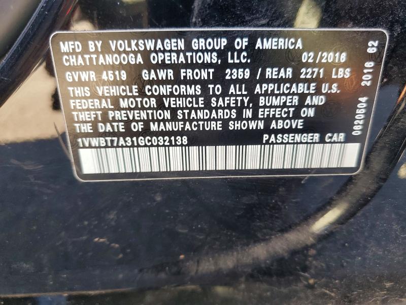 Aukcja sprzedaży 2016 Volkswagen Passat, vin: 1VWBT7A31GC032138, numer aukcji: 69436826