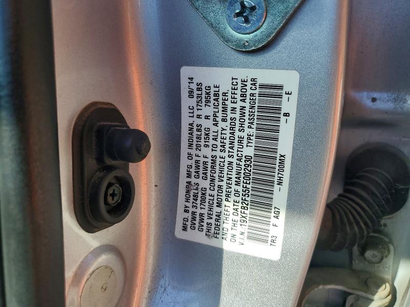 Продаж на аукціоні авто 2015 Honda Civic, vin: 19XFB2F55FE002930, номер лоту: 70354786