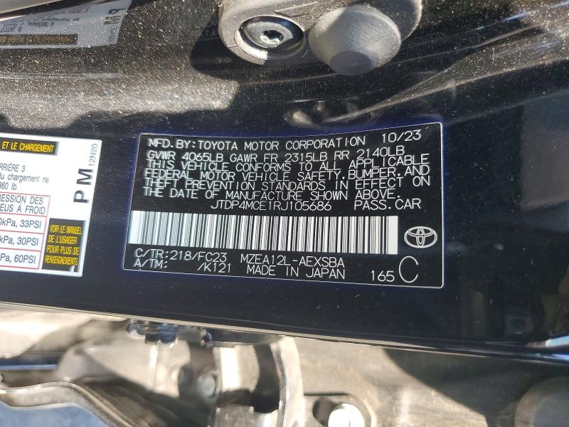 2024 Toyota Corolla მანქანა იყიდება აუქციონზე, vin: JTDP4MCE1RJ105686, აუქციონის ნომერი: 68357976