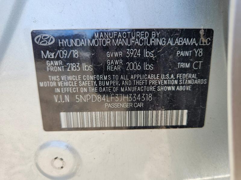 Aukcja sprzedaży 2018 Hyundai Elantra, vin: 5NPD84LF3JH334318, numer aukcji: 68750456