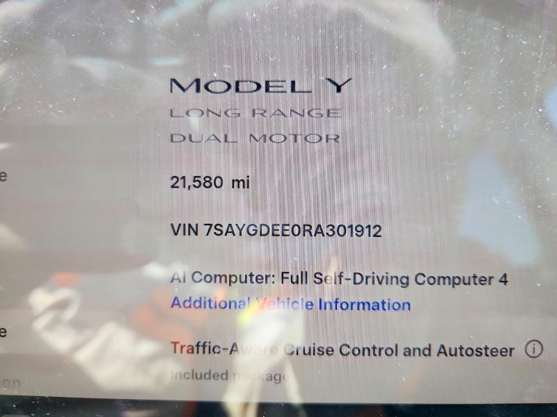 67739786 :رقم المزاد ، 7SAYGDEE0RA301912 vin ، 2024 Tesla Model Y مزاد بيع
