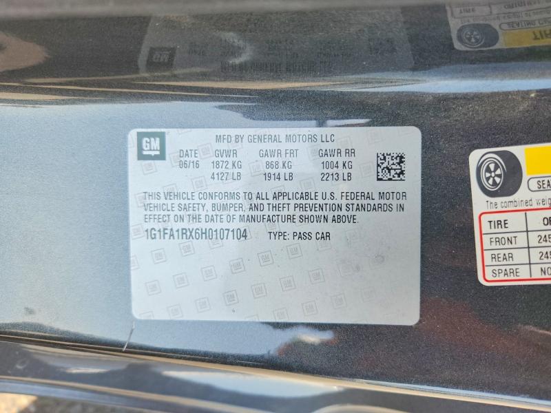 2017 Chevrolet Camaro მანქანა იყიდება აუქციონზე, vin: 1G1FA1RX6H0107104, აუქციონის ნომერი: 67034966