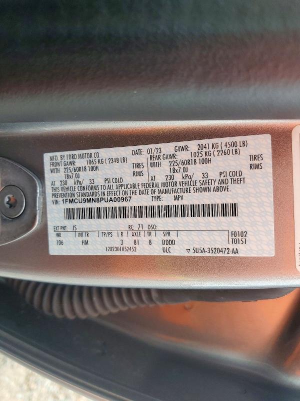 Продажа на аукционе авто 2023 Ford Escape, vin: 1FMCU9MN8PUA00967, номер лота: 69026646