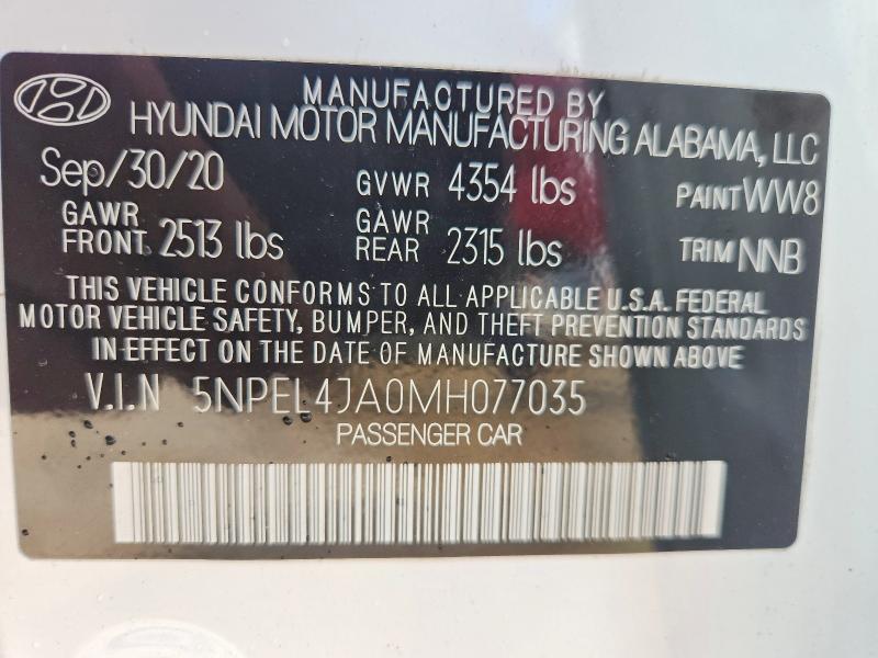 Aukcja sprzedaży 2021 Hyundai Sonata, vin: 5NPEL4JA0MH077035, numer aukcji: 67675826