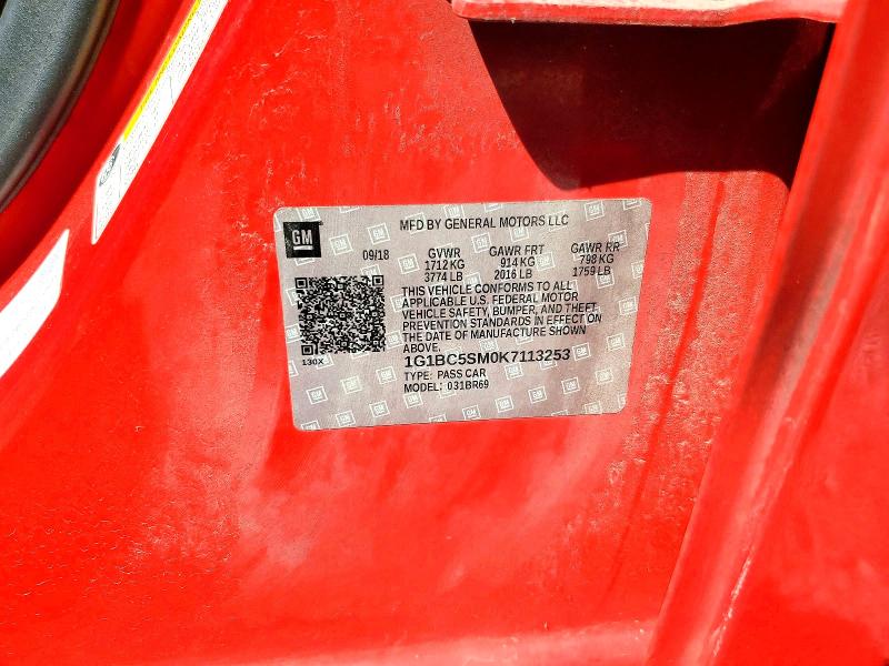 69518736 :رقم المزاد ، 1G1BC5SM0K7113253 vin ، 2019 Chevrolet Cruze مزاد بيع
