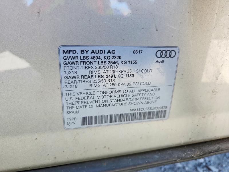 Aukcja sprzedaży 2018 Audi Q3, vin: WA1ECCFS6JR007579, numer aukcji: 71042016