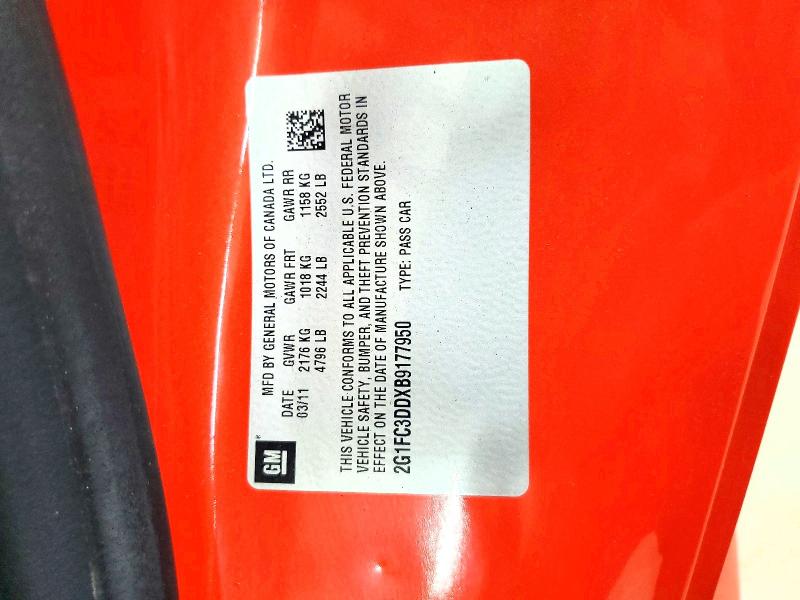 70065426 :رقم المزاد ، 2G1FC3DDXB9177950 vin ، 2011 Chevrolet Camaro مزاد بيع