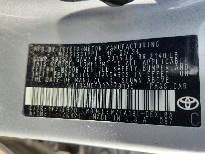 70267456 :رقم المزاد ، 5YFB4MDE9RP179135 vin ، 2024 Toyota Corolla مزاد بيع