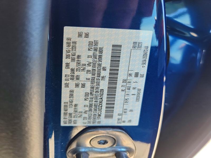 2022 Ford Escape მანქანა იყიდება აუქციონზე, vin: 1FMCU0DZXNUA16339, აუქციონის ნომერი: 67926396