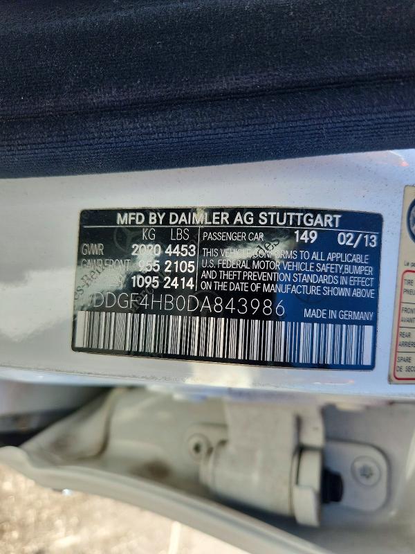 70896666 :رقم المزاد ، WDDGF4HB0DA843986 vin ، 2013 Mercedes-benz C مزاد بيع