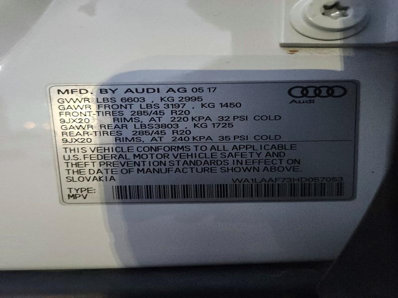 Продаж на аукціоні авто 2017 Audi Q7, vin: WA1LAAF73HD057053, номер лоту: 70748496