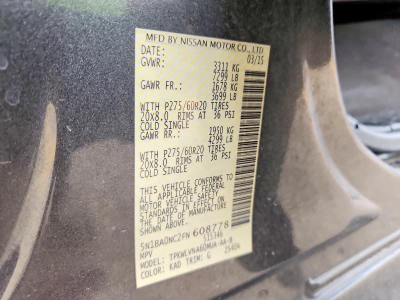 Aukcja sprzedaży 2015 Nissan Armada, vin: 5N1BA0NC2FN608778, numer aukcji: 68381676