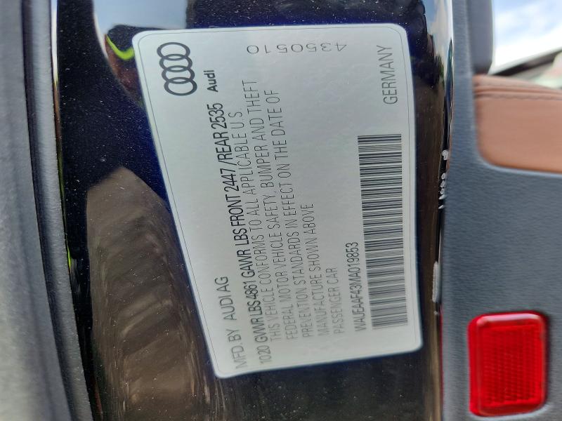 Aukcja sprzedaży 2021 Audi A4, vin: WAUEAAF43MA019853, numer aukcji: 67393756