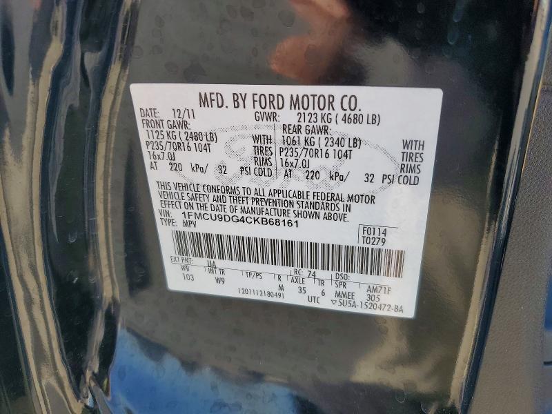 Aukcja sprzedaży 2012 Ford Escape, vin: 1FMCU9DG4CKB68161, numer aukcji: 68714736