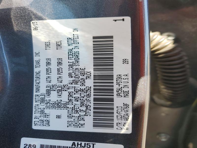 2015 Toyota Tundra მანქანა იყიდება აუქციონზე, vin: 5TFDM5F1XFX063562, აუქციონის ნომერი: 69261496