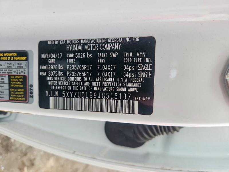 Продаж на аукціоні авто 2018 Hyundai Santa Fe Sport, vin: 5XYZUDLB9JG515137, номер лоту: 69920486