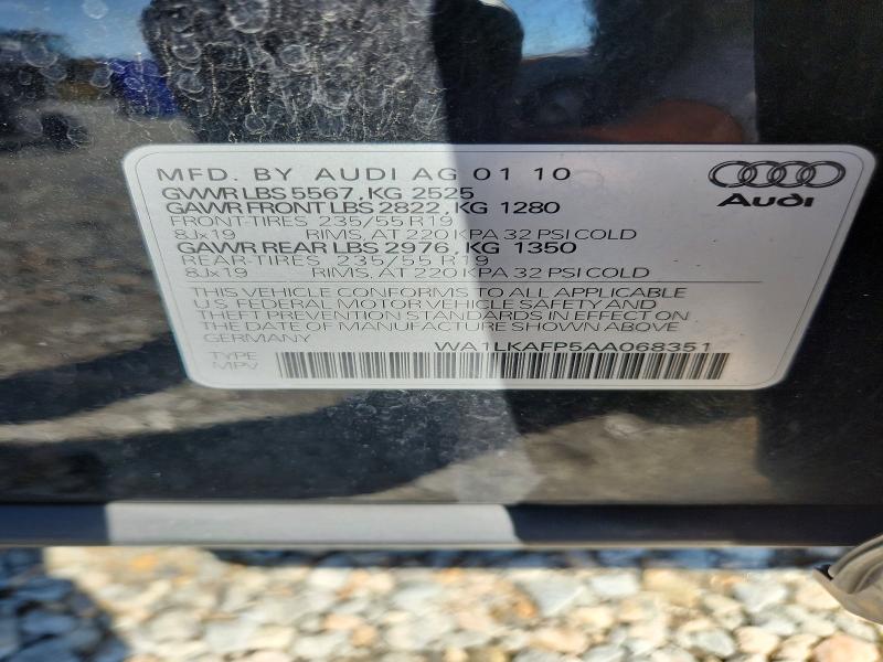 67246676 :رقم المزاد ، WA1LKAFP5AA068351 vin ، 2010 Audi Q5 مزاد بيع