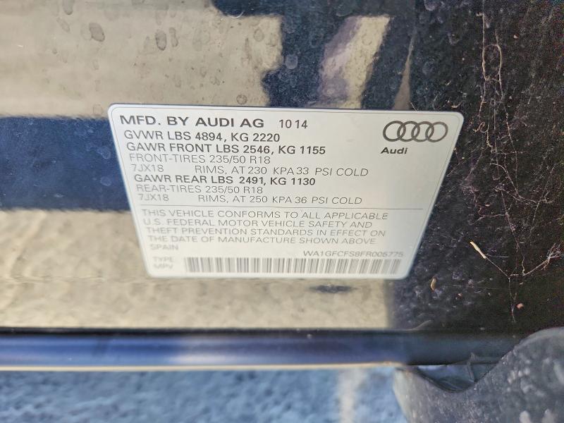 71245476 :رقم المزاد ، WA1GFCFS8FR005775 vin ، 2015 Audi Q3 مزاد بيع