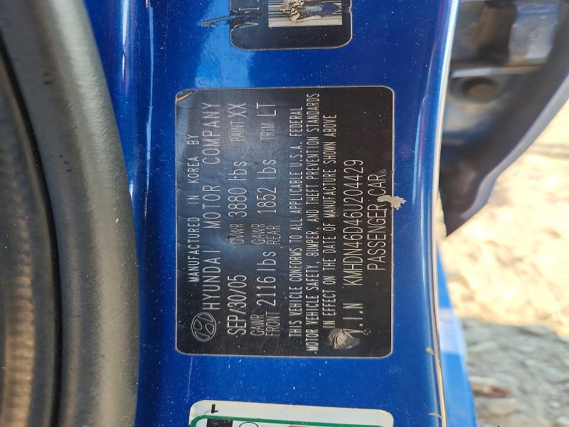 2006 Hyundai Elantra მანქანა იყიდება აუქციონზე, vin: KMHDN46D46U204429, აუქციონის ნომერი: 67118246